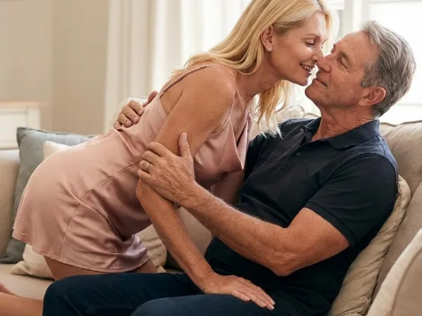 Happy couple enjoying intimate moment